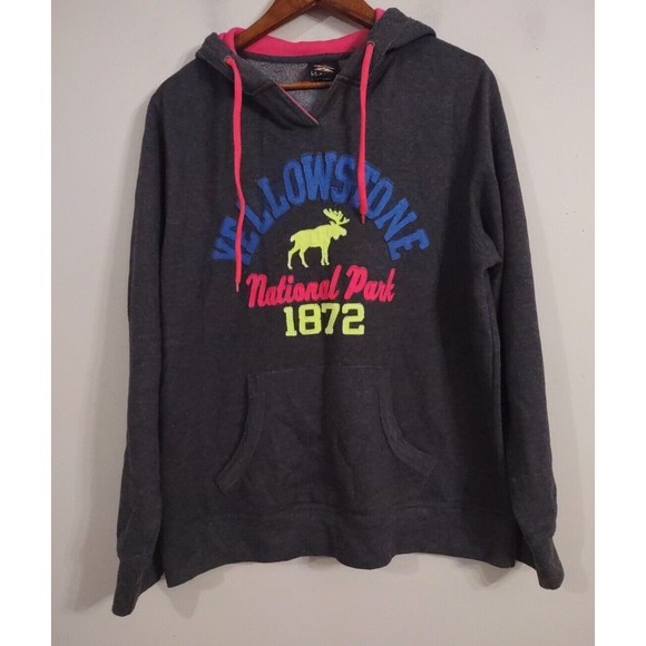 Prairie Mountain XL Yellowstone Gray Sweatshirt Hoodie Front Pocket - Picture 1 of 6